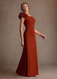 Azazie Gwynne Mother of the Bride Dresses Rust Mermaid Off the Shoulder Stretch Crepe Dress image2