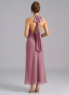 Azazie Velli Bridesmaid Dresses Vintage Mauve Mermaid High Neck Chiffon Dress image2
