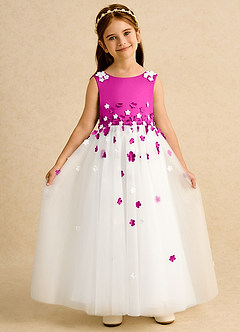 Azazie Eleni Sukienki dla dziewczynek sypiących kwiaty Suknia balowa Ukłon Tiul Długość kostki Sukienka image4