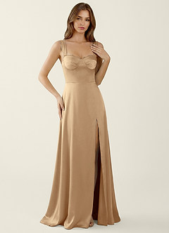 Dolce Vita Champagne Satin Lace Up Back Prom Dress image7