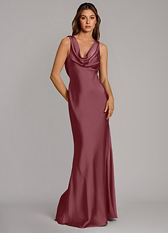 Azazie Cheryl Bridesmaid Dresses Desert Rose Mermaid Stretch Satin Dress image5