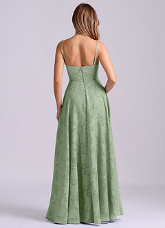 Azazie Elle 신부 들러리 드레스 A라인 주름진 플로럴 번아웃 바닥 길이 드레스 image2