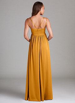 Azazie Emree Maternity Bridesmaid Dresses A-Line Stretch Satin Floor-Length Dress with Pockets image2