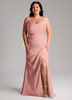 Azazie Deandra Bridesmaid Dresses Rosette Mermaid Pleated Stretch Satin Dress image9