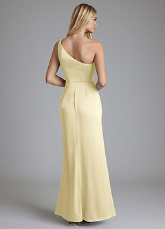 Azazie Phaedra Vestidos de damas de honor Vestido de Sorbete De Limón de Satén Elástico de Corte en A con Hombro unilateral image2