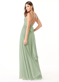 Azazie Dionne Brautjungfernkleider A-Linie Korsett Chiffon Kleid Staubiger Salbeigrün image5