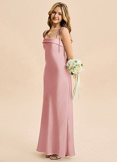 Azazie Willa Junior Robe Sirène en Satin extensible Arc Rose Poudré image3