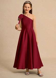 Azazie Guppy Girl Flower Girl Klänningar Klä A-Line i Matt satäng Ena axeln image3