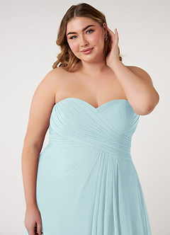 Azazie Arabella Allure Vestidos de damas de honor Vestido de Vidrio Marino de Gasa de Corte en A Convertible con Escote de Corazón image18