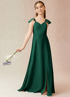 Azazie Everett Junior Emerald A-Line Chiffon Dress image2