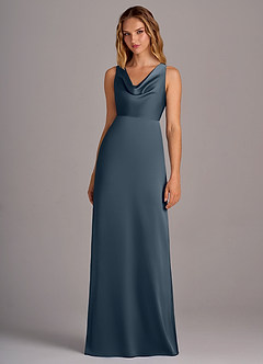 Azazie Wrenlee Robes de demoiselle d'honneur Robe Trapèze en Satin extensible Violet Crépusculaire image4