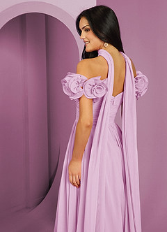 Barbie ♥ Azazie Jurken voor bruidsmeisjes Converteerbaar Jurk van Chiffon met A-Lijn Off the Shoulder Snoep Roze image19
