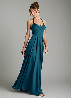 Azazie Tenaya Brautjungfernkleider A-Linie Herzausschnitt Stretch-Satin Kleid Tintenblau image6
