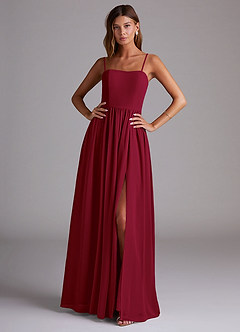 Azazie Calianna Bridesmaid Dresses Burgundy A-Line Off the Shoulder Chiffon Convertible Dress image1