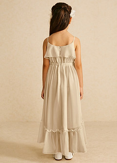 Azazie Karmen Flower Girl Dresses Champagne A-Line Ruched Chiffon Dress image3