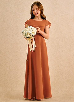 Azazie Kittie Girls Formal Flower Girl Klänningar Klä A-Line i Chiffong image3