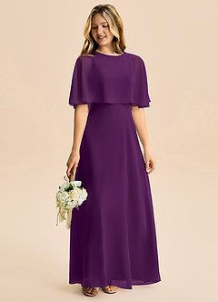 Azazie Maris Junior Grape A-Line Chiffon Dress image6