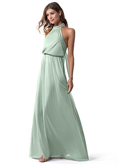 Azazie Landry Bridesmaid Dresses Agave A-Line Pleated Mesh Dress image4