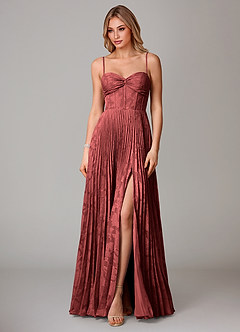Azazie Akiko Bridesmaid Dresses Terracotta A-Line Sweetheart Neckline Floral Burnout Dress image3