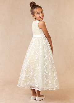 Azazie Rosie Schlussverkauf A-Linie Spitze Kleid Diamantweiß Champagner image3