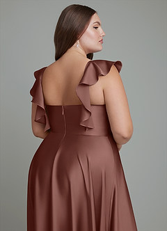 Azazie Leilani Bridesmaid Dresses Espresso A-Line Ruched Stretch Satin Dress image16