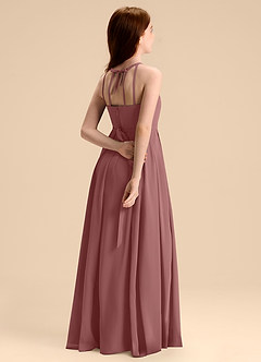 Azazie Arianthe Junior Vestido de Rosa Del Desierto de Gasa de Corte en A con Plisado image1