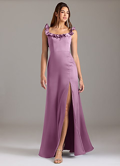 Azazie Callie Brautjungfernkleider Wandelbar A-Linie Gestreift Stretch-Satin Kleid Blauregen image3