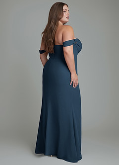 Azazie Johana Bridesmaid Dresses Dark Navy Mermaid Off the Shoulder Chiffon Convertible Dress image2