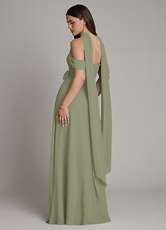 Azazie Ezria Bridesmaid Dresses Pistachio A-Line Off the Shoulder Chiffon Dress image2