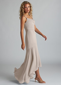 Azazie Summer Bridesmaid Dresses Frost Mermaid Scoop Cowl Chiffon Dress image3