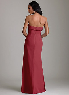 Azazie Aretha Bridesmaid Dresses Pomegranate A-Line Strapless Chiffon Dress image2