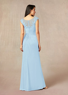 Azazie Oliniana Mère de la mariée Robes Robe Sirène en Maille Dentelle Bleu Ciel image3