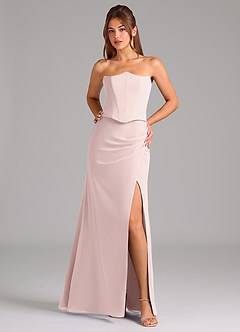 Azazie Jenine Bridesmaid Dresses Blushing Pink Mermaid Strapless Chiffon Dress image1