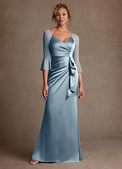 Azazie Nampa Klänningar till brudens mor Klä Tubklänning i Maska Plisserad Dammblå image1