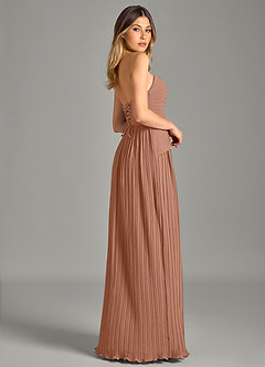 Azazie Becka Jurken voor bruidsmeisjes Jurk van Chiffon met A-Lijn Strapless Bronzeertint image5