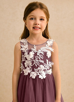 Azazie Mixie Flower Girl Dresses Sangria Ball-Gown Lace Dress image7