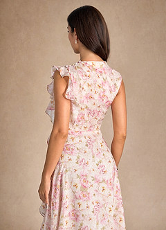 Azazie Narine Kleider für die Brautmutter A-Linie Plissee Chiffon mit Blumenmuster Kleid Antike Rose Blumen image8