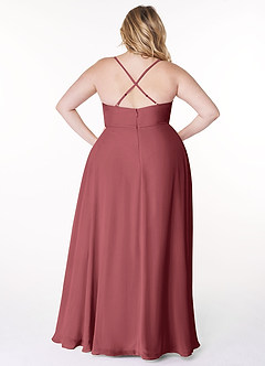 Azazie Naeem Brautjungfernkleider A-Linie V-Hals Rüsche Chiffon Kleid Merlot image8