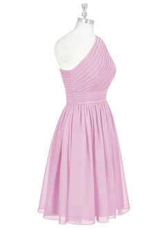 Azazie Katrina Bridesmaid Dresses Candy Pink A-Line One Shoulder Chiffon Dress image8