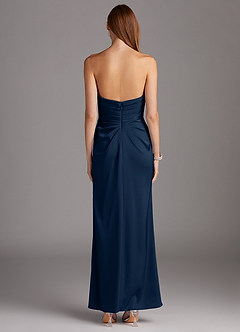 Azazie Lexie Bridesmaid Dresses Dark Navy Sheath Strapless Stretch Satin Convertible Dress image4