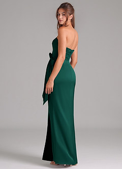 Azazie Jamie Bridesmaid Dresses Emerald A-Line Strapless Stretch Satin Convertible Dress image5