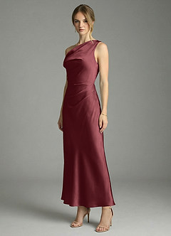 Azazie Emerson Abiti da Damigella Abito Sirena in Raso Elasticizzato a Spalla Scoperta Merlot image4