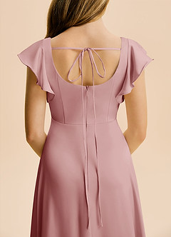 Azazie Bondi Junior Vestido de Rosa Polvorienta de Satén Elástico de Corte en A con Corte Lateral image6