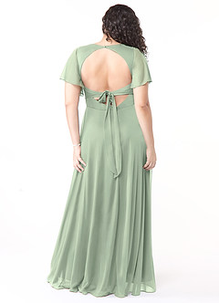 Azazie Induh Bridesmaid Dresses Dusty Sage A-Line Flutter V-neck Mesh Dress image8