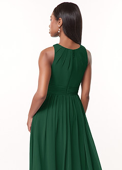 Azazie Harper Bridesmaid Dresses Dark Green A-Line Pleated Chiffon Dress image4