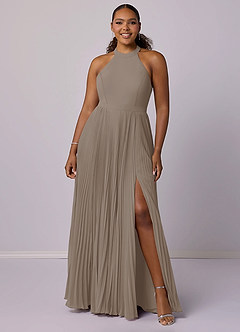 Barbie ♥ Azazie Bridesmaid Dresses Taupe A-Line Pleated Chiffon Dress image7