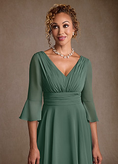 Azazie Eire Abiti per la Madre della Sposa Abito A-Line in Chiffon Plissettato Muschio Marino image5