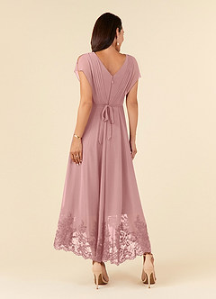 Azazie Palana Mère de la mariée Robes Robe Trapèze en Mousseline de soie Dentelle Rose Poussiéreuse image3