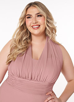Azazie Fifi Jurken voor bruidsmeisjes Converteerbaar Jurk van Chiffon met A-Lijn Strapless Stoffige Roos image16