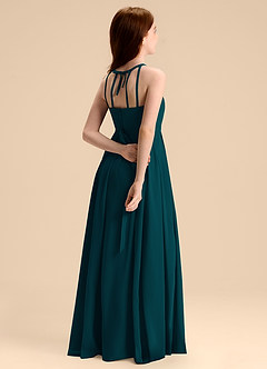 Azazie Arianthe Junior Abito A-Line in Chiffon Plissettato Pino image1